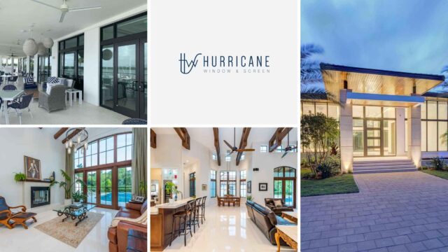 Modern homes featuring large windows and doors with impact-resistant glass, installed by Hurricane Window & Screen.
