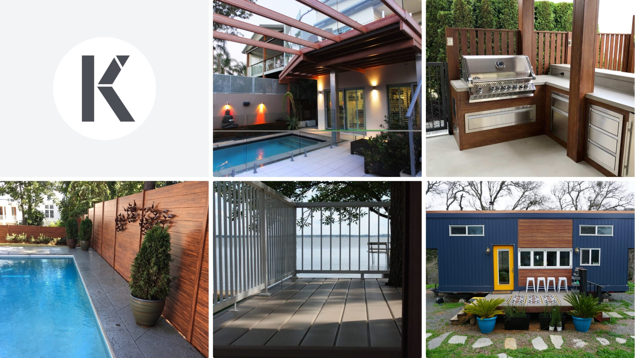 Modern outdoor living spaces featuring Knotwood products for fences, decking, and cladding, blending style and durability.