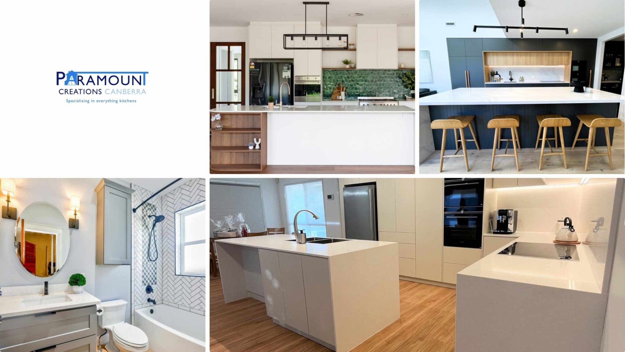Modern kitchens and bathroom designs from Paramount Creations Canberra.