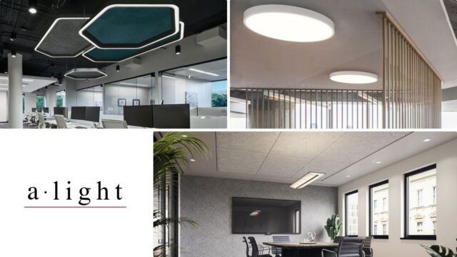 Pendant lighting system Relay 2, led; in a office with many computers. Atlas 3, luminare elegantly with high level of lighting performance, led; in a simple ceiling. Wings is a four pendant, with a top reflector for the ceiling; is in a office with 4 windows, chairs, table and a tv.