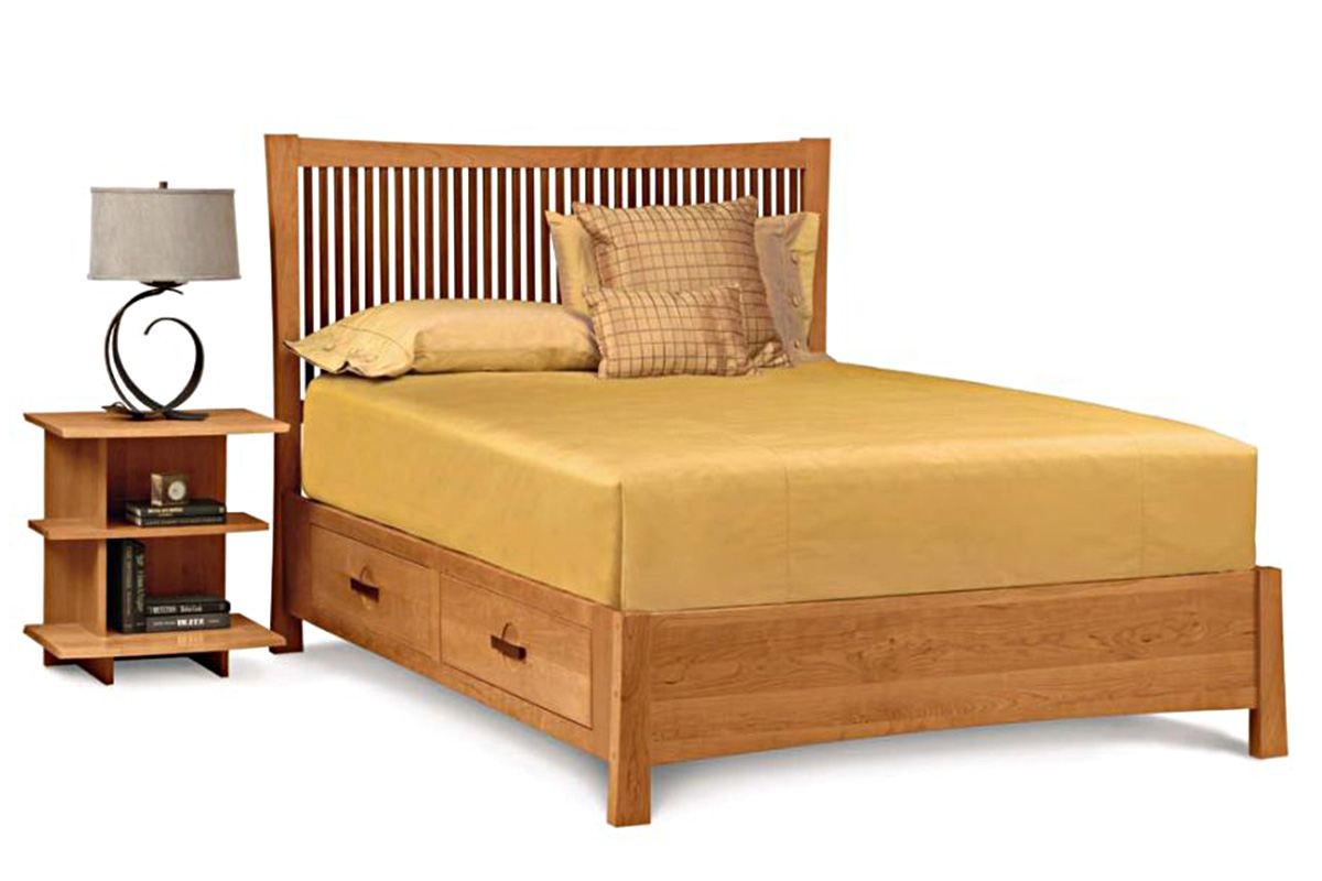 Copeland Furniture Upholstered Headboard with Under-Bed Drawer Storage